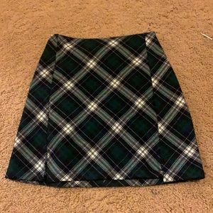 Dark green plaid mini skirt